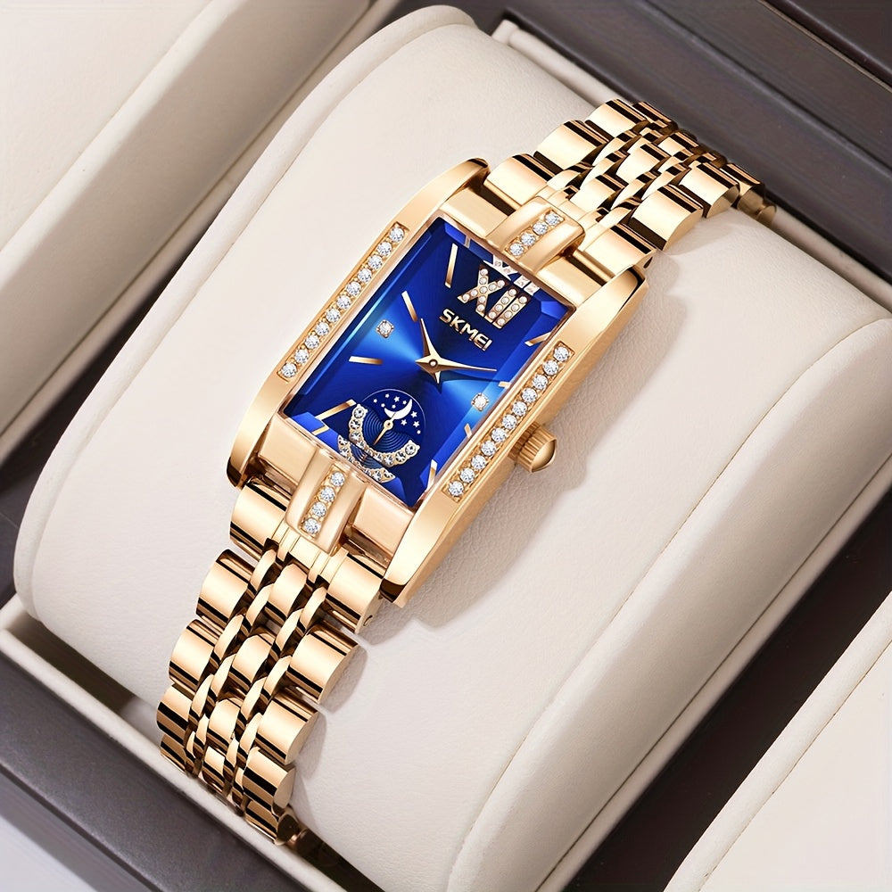 Women's Quartz Watch - Square for Star Dial Stainless Steel Bracelet Analog Wristwatch Elegant - product detail view 21