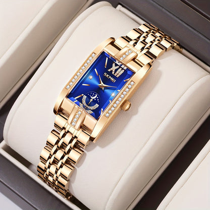Women's Quartz Watch - Square for Star Dial Stainless Steel Bracelet Analog Wristwatch Elegant - product detail view 21