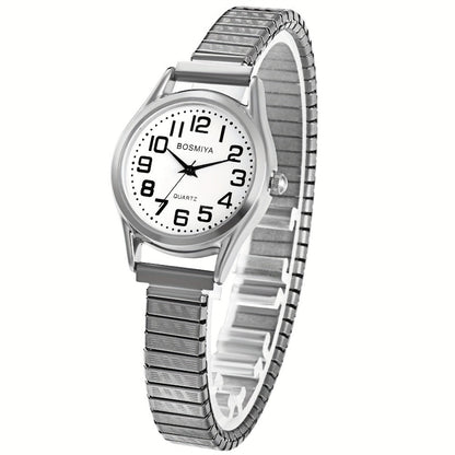 Men's Quartz Watch - Stretch Elastic Expandable Strap Analog Wristwatch Large Arabic Numerals - main product view