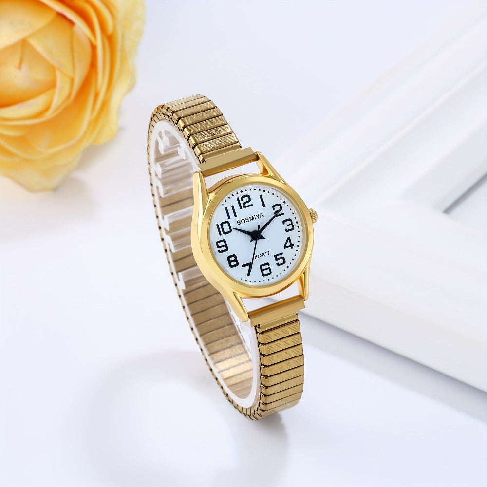 Men's Quartz Watch - Stretch Elastic Expandable Strap Analog Wristwatch Large Arabic Numerals - product detail view 4