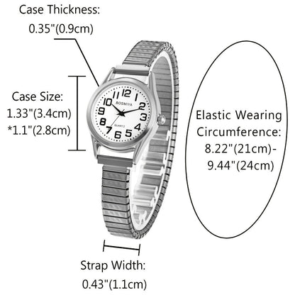Men's Quartz Watch - Stretch Elastic Expandable Strap Analog Wristwatch Large Arabic Numerals - product detail view 9
