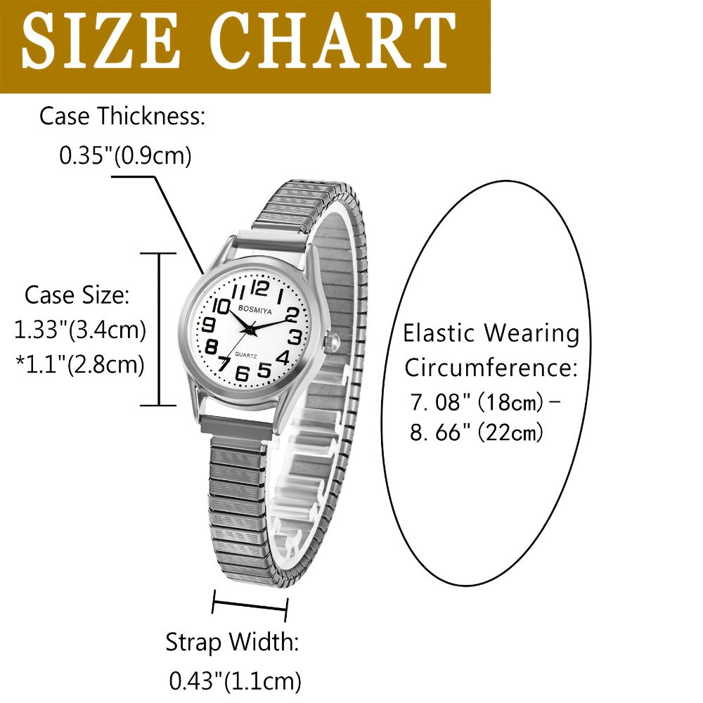 Men's Quartz Watch - Stretch Elastic Expandable Strap Analog Wristwatch Large Arabic Numerals - product detail view 11