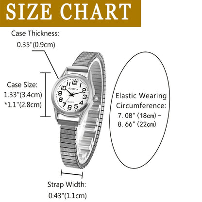 Men's Quartz Watch - Stretch Elastic Expandable Strap Analog Wristwatch Large Arabic Numerals - product detail view 11