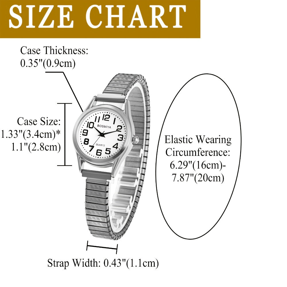 Men's Quartz Watch - Stretch Elastic Expandable Strap Analog Wristwatch Large Arabic Numerals - product detail view 13