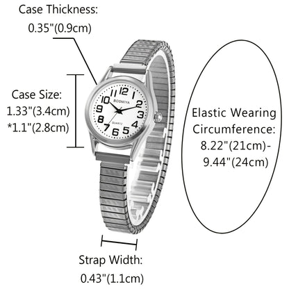 Men's Quartz Watch - Stretch Elastic Expandable Strap Analog Wristwatch Large Arabic Numerals - product detail view 25