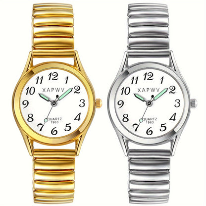 Women's Quartz Watch - Stretch Strap for Girls Elastic Alloy Band Wristwatch Luminous Hands Large - main product view