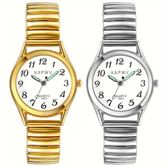 Women's Quartz Watch - Stretch Strap for Girls Elastic Alloy Band Wristwatch Luminous Hands Large - main product view