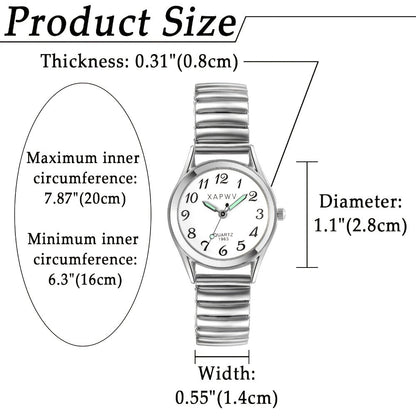 Women's Quartz Watch - Stretch Strap for Girls Elastic Alloy Band Wristwatch Luminous Hands Large - product detail view 2