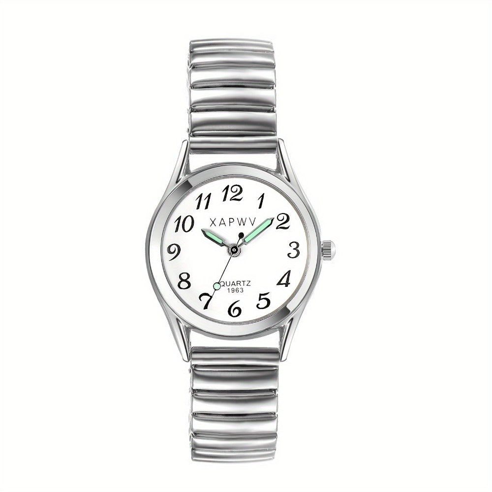 Women's Quartz Watch - Stretch Strap for Girls Elastic Alloy Band Wristwatch Luminous Hands Large - product detail view 3