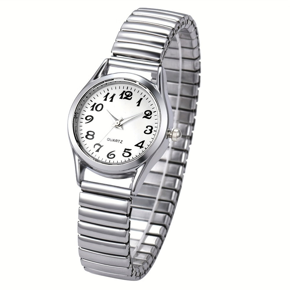 Women's Quartz Watch - Stretch Strap for Girls Elastic Alloy Band Wristwatch Luminous Hands Large - product detail view 9
