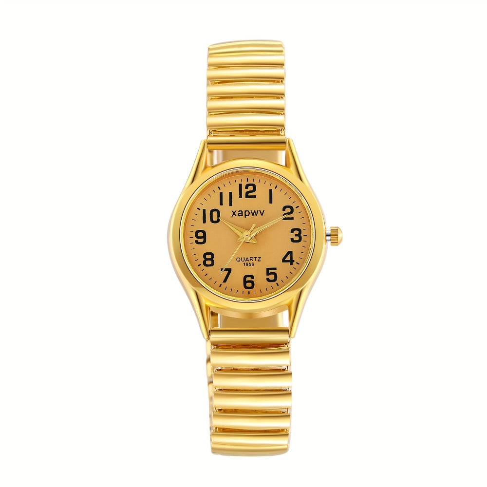 Women's Quartz Watch - Stretch Strap for Girls Elastic Alloy Band Wristwatch Luminous Hands Large - product detail view 13