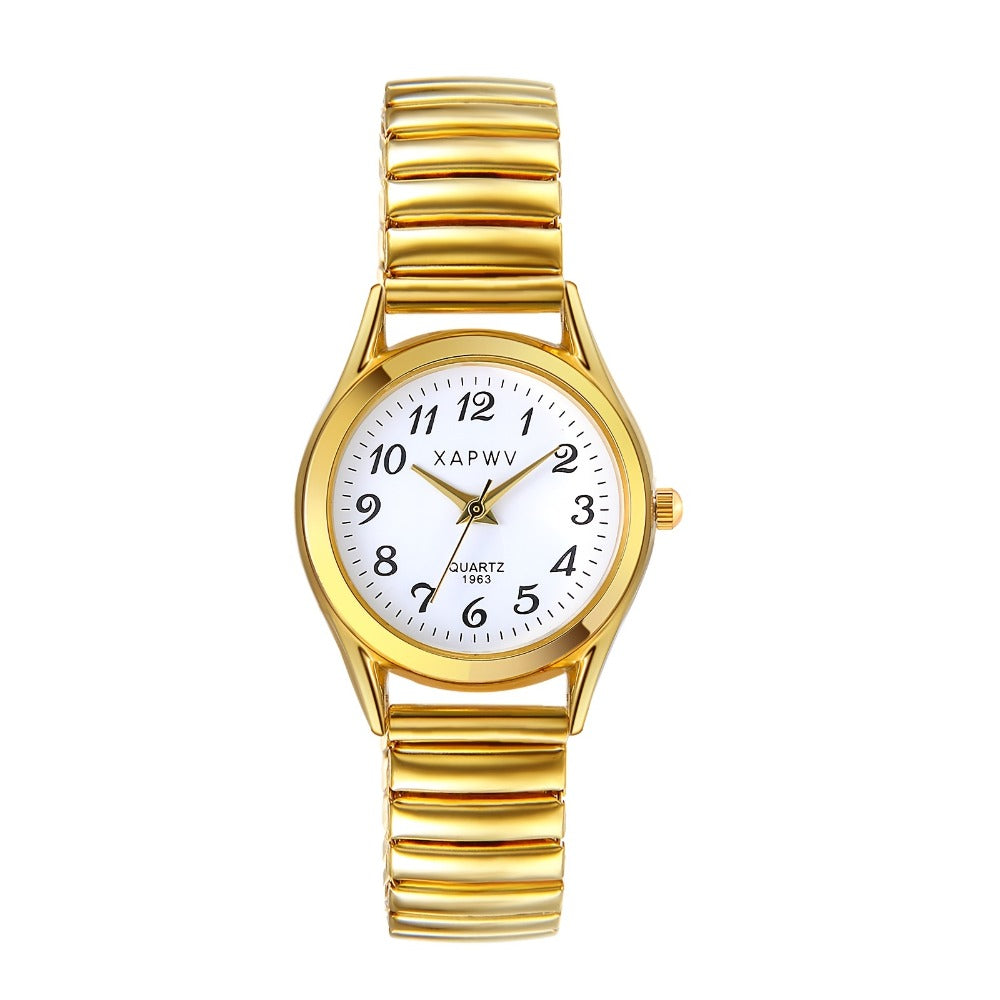 Women's Quartz Watch - Stretch Strap for Girls Elastic Alloy Band Wristwatch Luminous Hands Large - product detail view 15