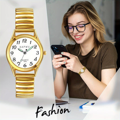 Women's Quartz Watch - Stretch Strap for Girls Elastic Alloy Band Wristwatch Luminous Hands Large - product detail view 20