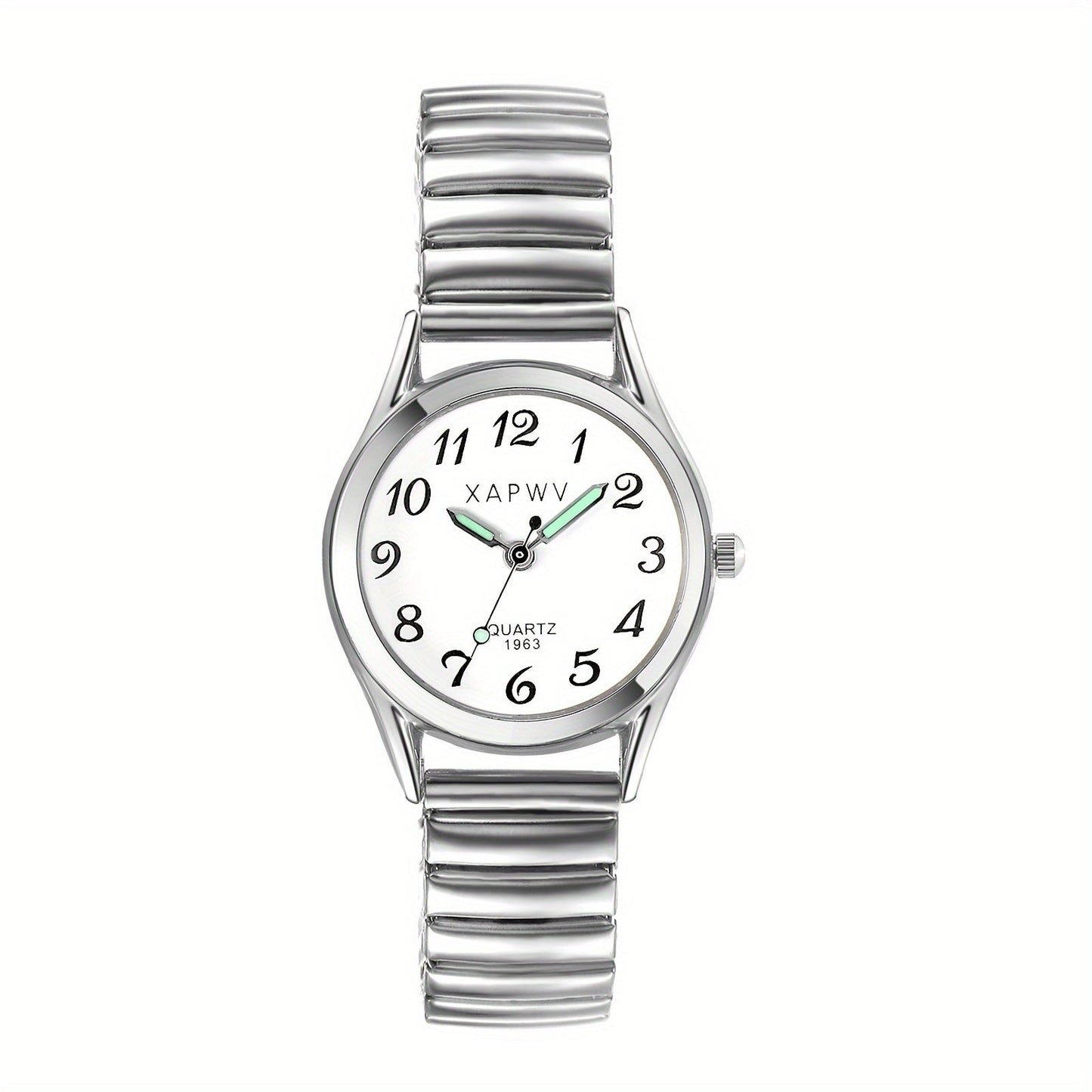 Women's Quartz Watch - Stretch Strap for Girls Elastic Alloy Band Wristwatch Luminous Hands Large - product detail view 21
