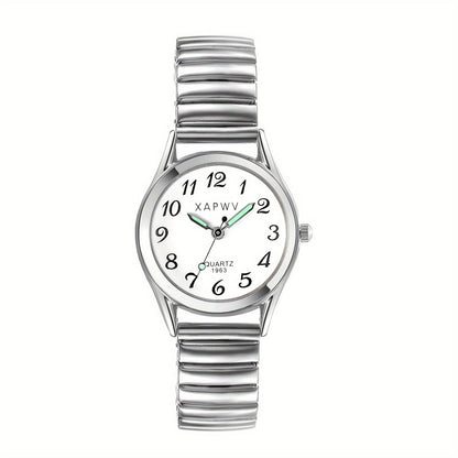 Women's Quartz Watch - Stretch Strap for Girls Elastic Alloy Band Wristwatch Luminous Hands Large - product detail view 21
