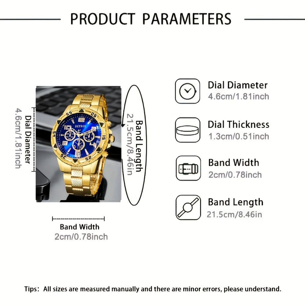Men's Quartz Watch - Vintage Stainless Steel Set for 2pcs World Time Round Dial Battery Powered - product detail view 8