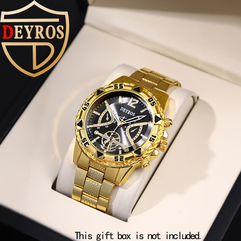 Men's Quartz Watch - Vintage Stainless Steel Set for 2pcs World Time Round Dial Battery Powered - product detail view 9