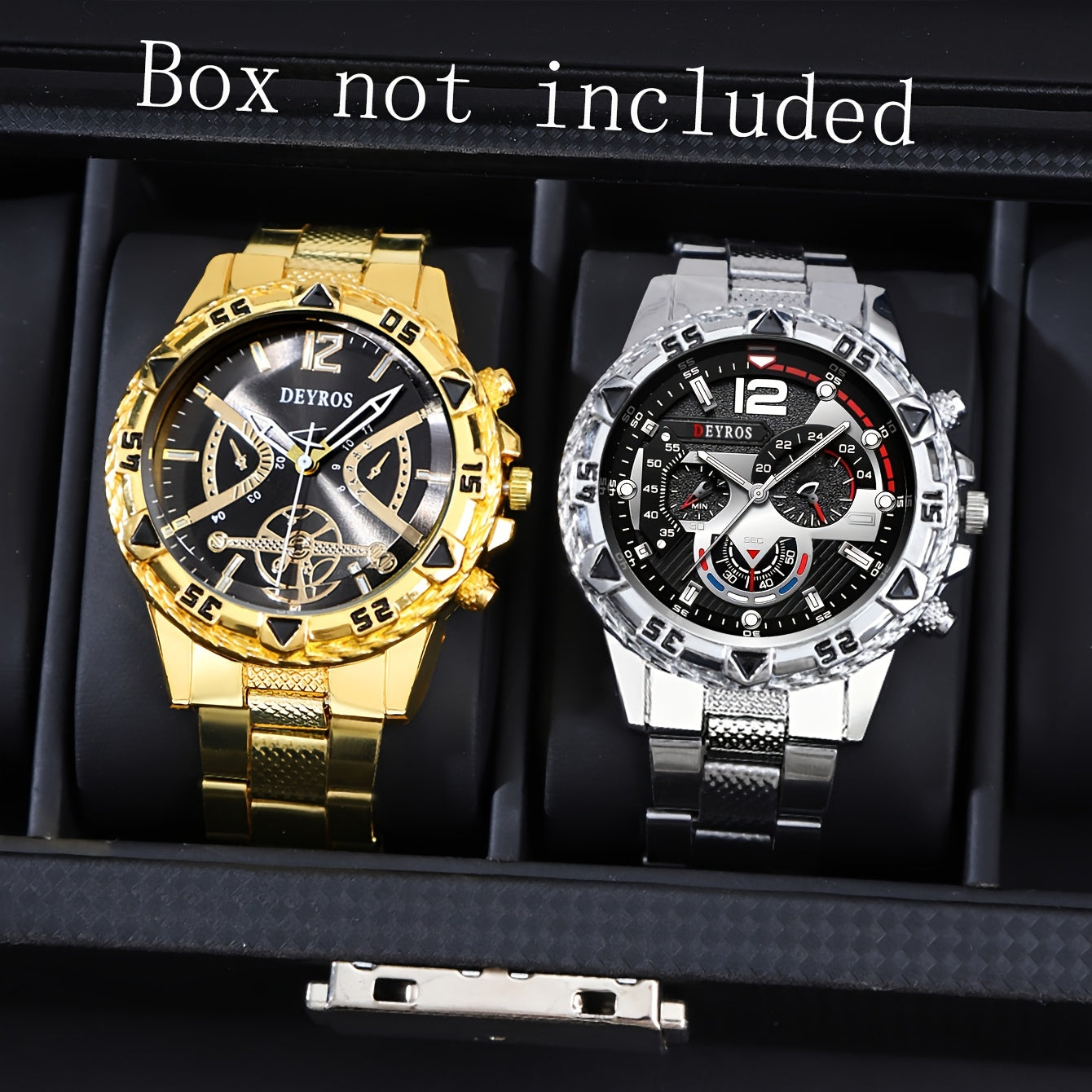 Men's Quartz Watch - Vintage Stainless Steel Set for 2pcs World Time Round Dial Battery Powered - product detail view 14