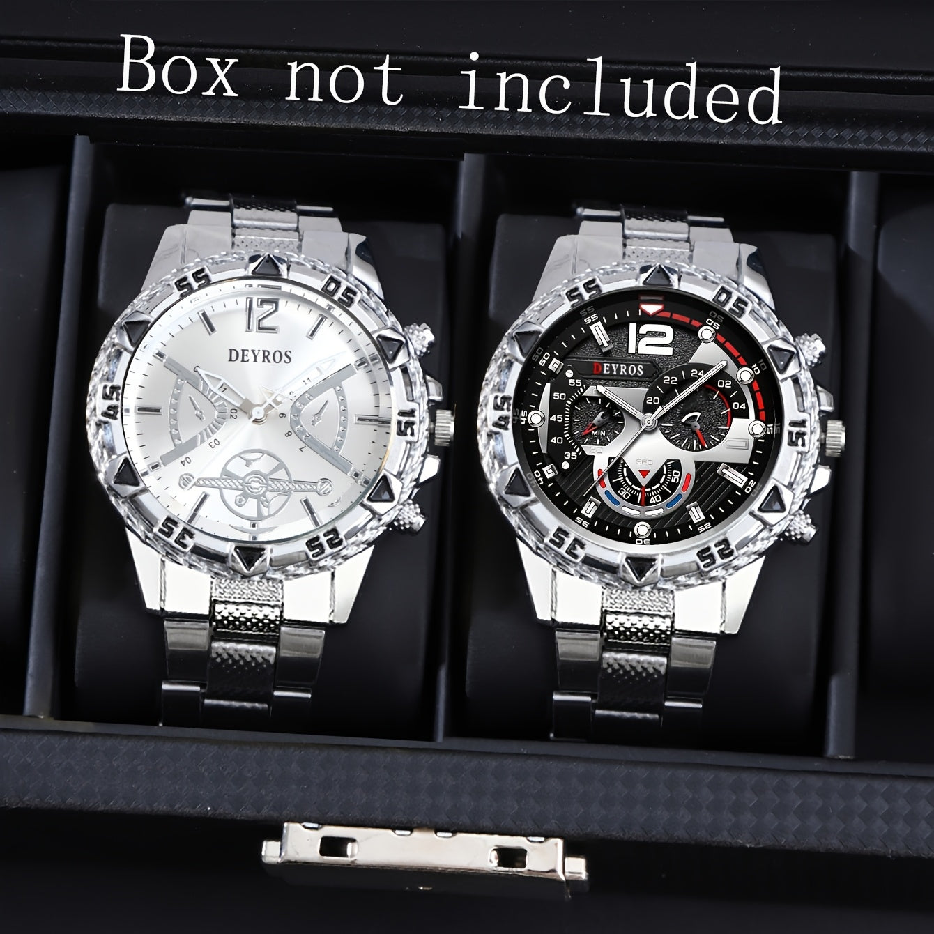 Men's Quartz Watch - Vintage Stainless Steel Set for 2pcs World Time Round Dial Battery Powered - product detail view 15