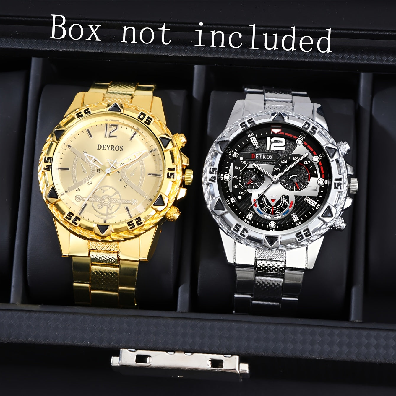 Men's Quartz Watch - Vintage Stainless Steel Set for 2pcs World Time Round Dial Battery Powered - product detail view 17