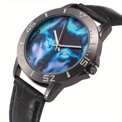 Men's Quartz Watch - Wolf for Women Wild Animal Faux Leather Strap Wristwatch Fashion Casual - product detail view 3