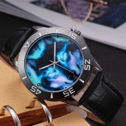 Men's Quartz Watch - Wolf for Women Wild Animal Faux Leather Strap Wristwatch Fashion Casual - product detail view 7