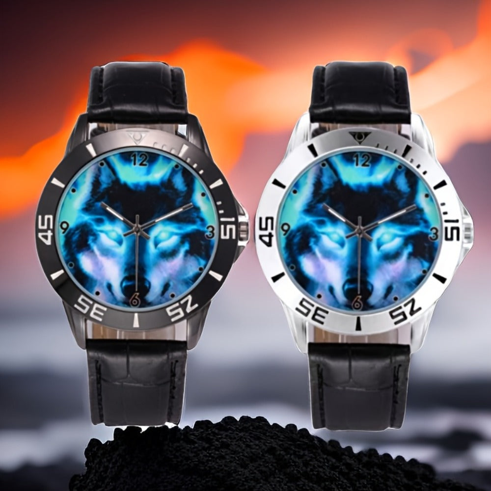 Men's Quartz Watch - Wolf for Women Wild Animal Faux Leather Strap Wristwatch Fashion Casual - product detail view 9