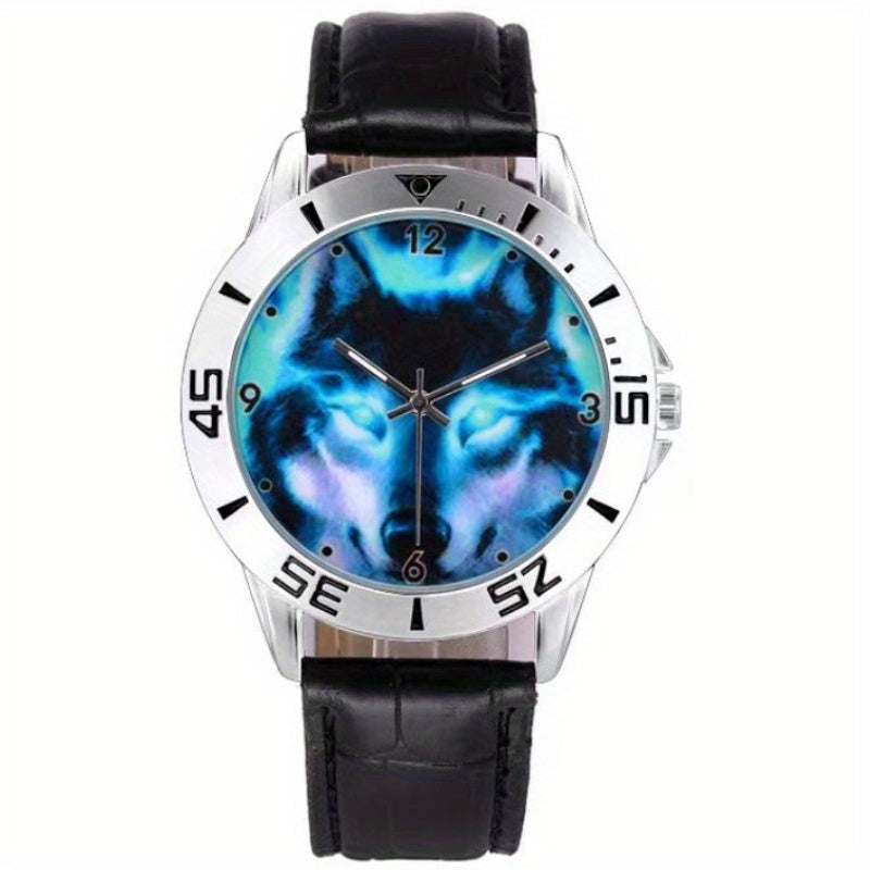 Men's Quartz Watch - Wolf for Women Wild Animal Faux Leather Strap Wristwatch Fashion Casual - product detail view 11
