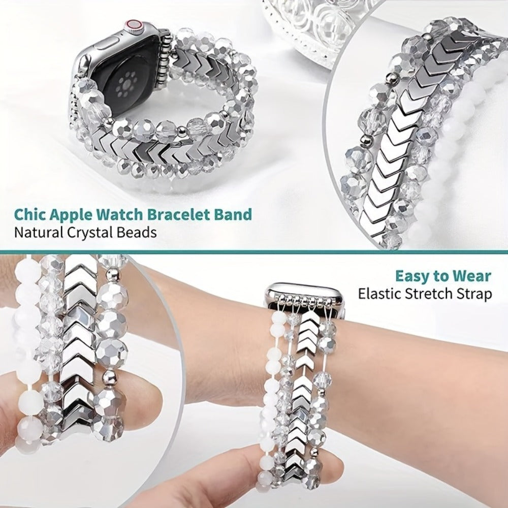 Women's Watch - Apple Band Beaded Elastic Handmade Agate Arrowhead Adjustable Bracelet - product detail view 4