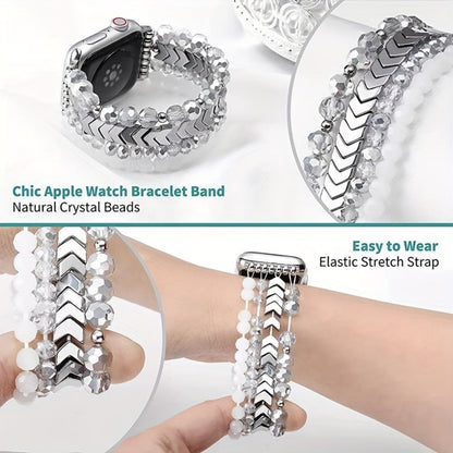 Women's Watch - Apple Band Beaded Elastic Handmade Agate Arrowhead Adjustable Bracelet - product detail view 4