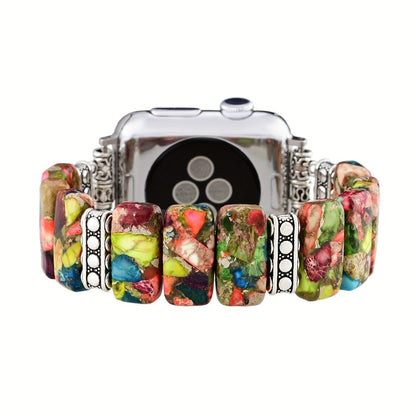 Women's Watch - Apple Band for Boho Beaded Handcrafted Natural Stone Elastic Bracelet - main product view