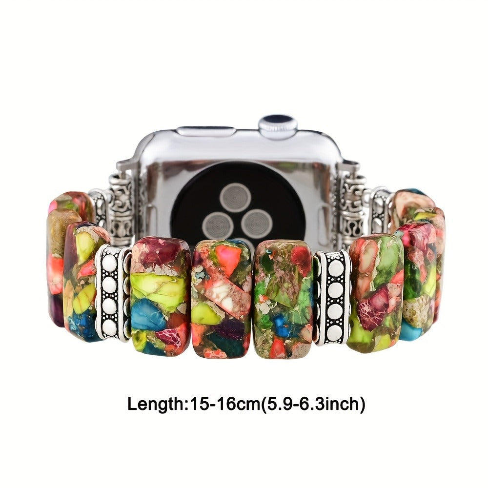 Women's Watch - Apple Band for Boho Beaded Handcrafted Natural Stone Elastic Bracelet - product detail view 4