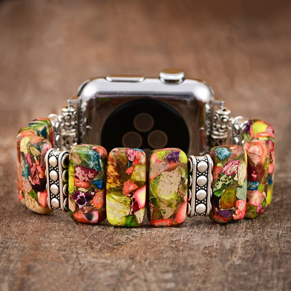 Women's Watch - Apple Band for Boho Beaded Handcrafted Natural Stone Elastic Bracelet - product detail view 7