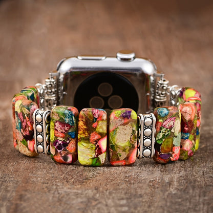 Women's Watch - Apple Band for Boho Beaded Handcrafted Natural Stone Elastic Bracelet - product detail view 7