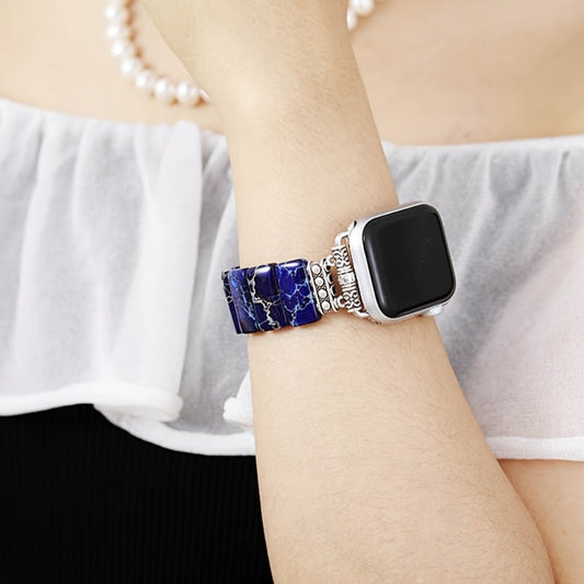 Women's Watch - Apple Band Natural Stone Boho Beaded Bracelet for Handmade Elastic Rope - product detail view 2