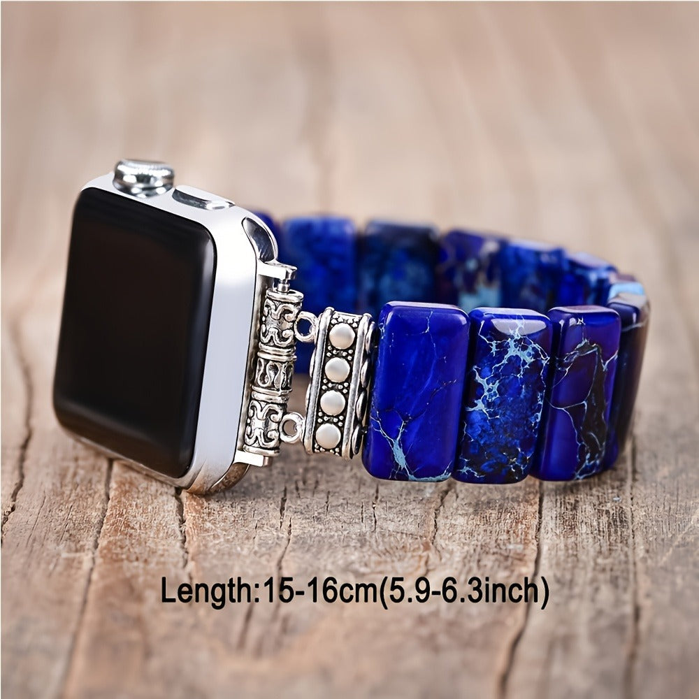 Women's Watch - Apple Band Natural Stone Boho Beaded Bracelet for Handmade Elastic Rope - product detail view 5