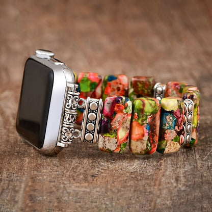 Women's Watch - Apple Band Natural Stone Boho Beaded Bracelet for Handmade Elastic Rope - product detail view 10