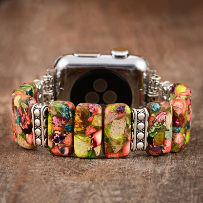 Women's Watch - Apple Band Natural Stone Boho Beaded Bracelet for Handmade Elastic Rope - product detail view 12