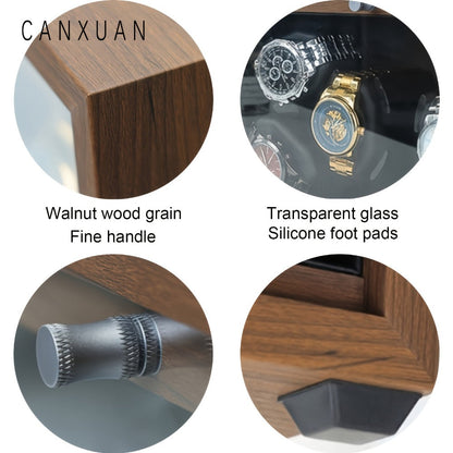 Men's Watch - Automatic Winder 3 / 6 Slot Wood Grain Pattern with Transparent Cover & - product detail view 8
