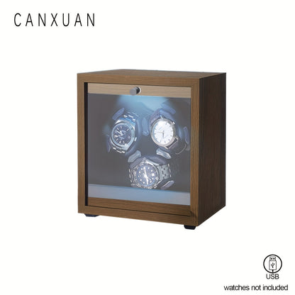 Men's Watch - Automatic Winder 3 / 6 Slot Wood Grain Pattern with Transparent Cover & - product detail view 15