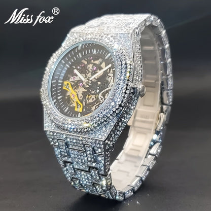Men's Watch - Iced Out Automatic Mechanical for & Women Hip Hop Luxury Large Dial, Full - product detail view 3