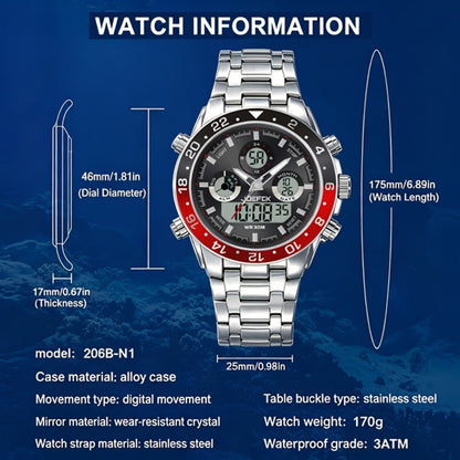 Men's Watch - JOEFOX 's Vintage Business Chronograph Dual Movement Steel Band - product detail view 8