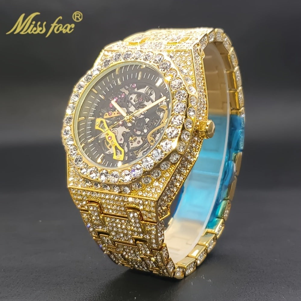 Men's Watch - Luxury 's Automatic Mechanical Rhinestone Embellished Large Dial Round - main product view