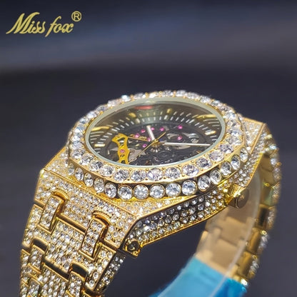 Men's Watch - Luxury 's Automatic Mechanical Rhinestone Embellished Large Dial Round - product detail view 7