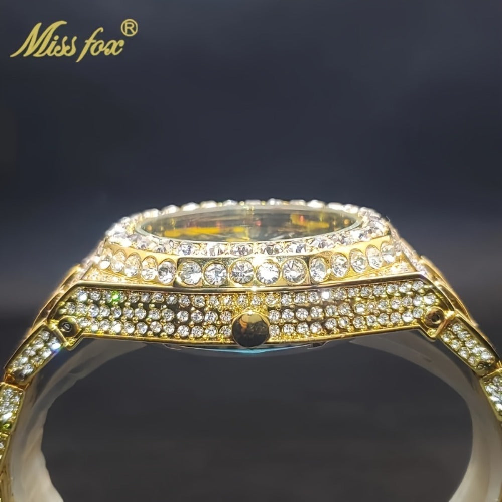 Men's Watch - Luxury 's Automatic Mechanical Rhinestone Embellished Large Dial Round - product detail view 8