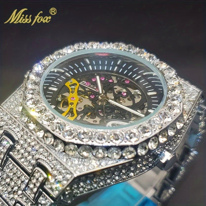 Men's Watch - Luxury 's Automatic Mechanical Rhinestone Embellished Large Dial Round - product detail view 10