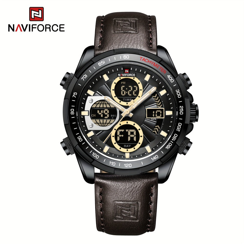 Men's Watch - NAVIFORCE 's Dual Display Genuine Leather Strap Multifunctional Sport - product detail view 5