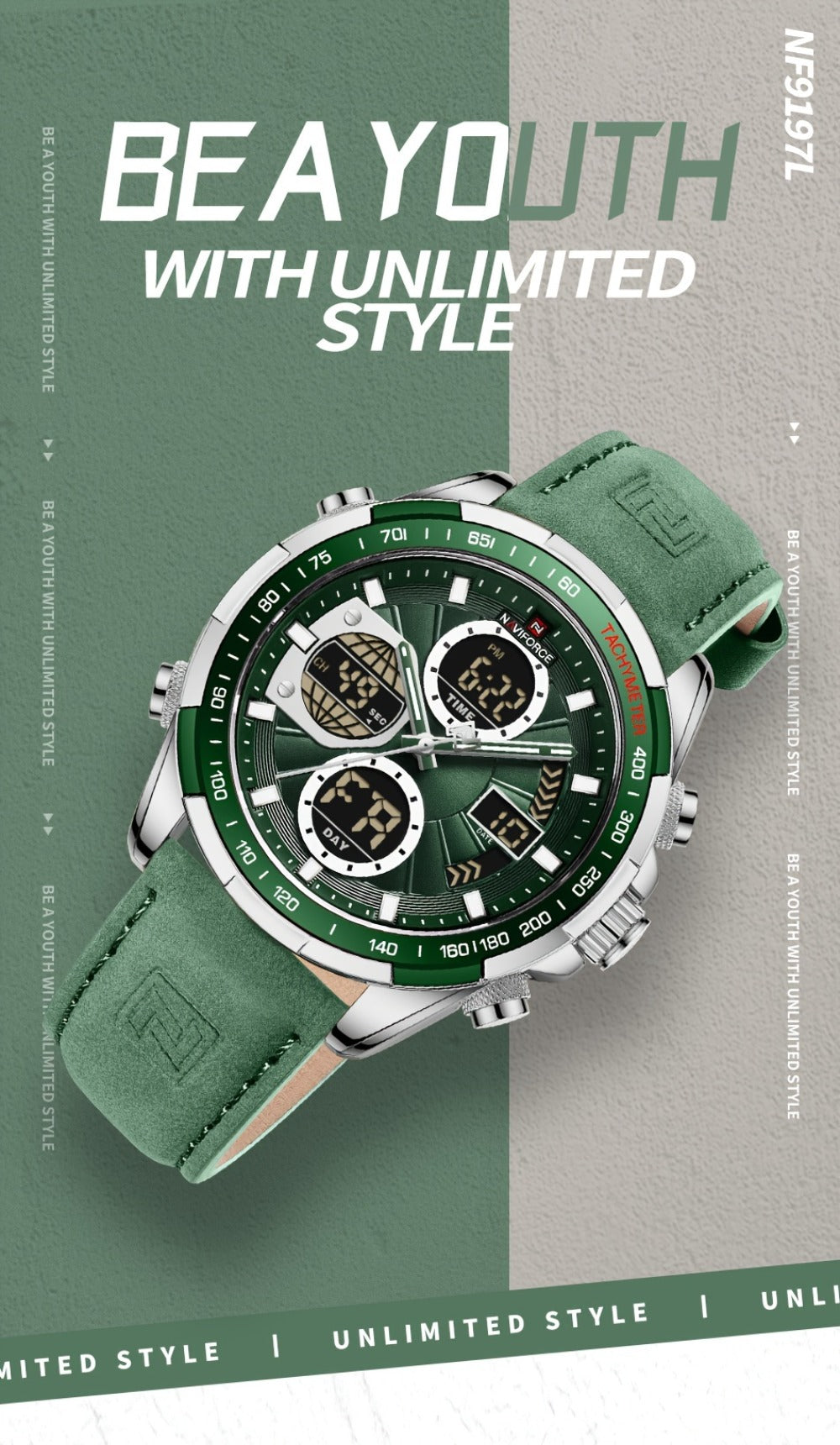 Men's Watch - NAVIFORCE 's Dual Display Genuine Leather Strap Multifunctional Sport - product detail view 10