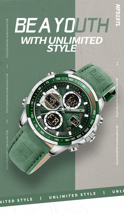 Men's Watch - NAVIFORCE 's Dual Display Genuine Leather Strap Multifunctional Sport - product detail view 10