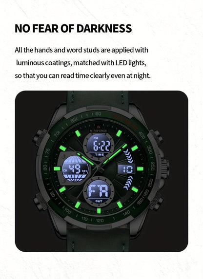 Men's Watch - NAVIFORCE 's Dual Display Genuine Leather Strap Multifunctional Sport - product detail view 18